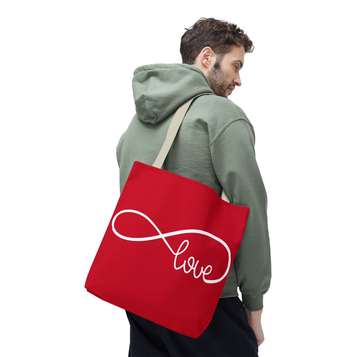 Red Love Infinity Symbol Tote Bag – Romantic Double-Sided Print in 3 Sizes