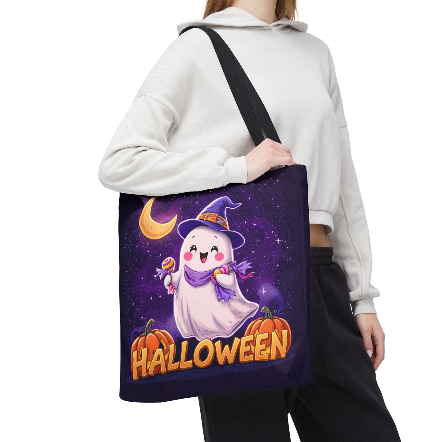Halloween Ghost Tote Bag, Cute Halloween Bag, Trick or Treat Tote, Spooky Season Accessory, Pumpkin Spice Tote, Gift for Halloween Lovers