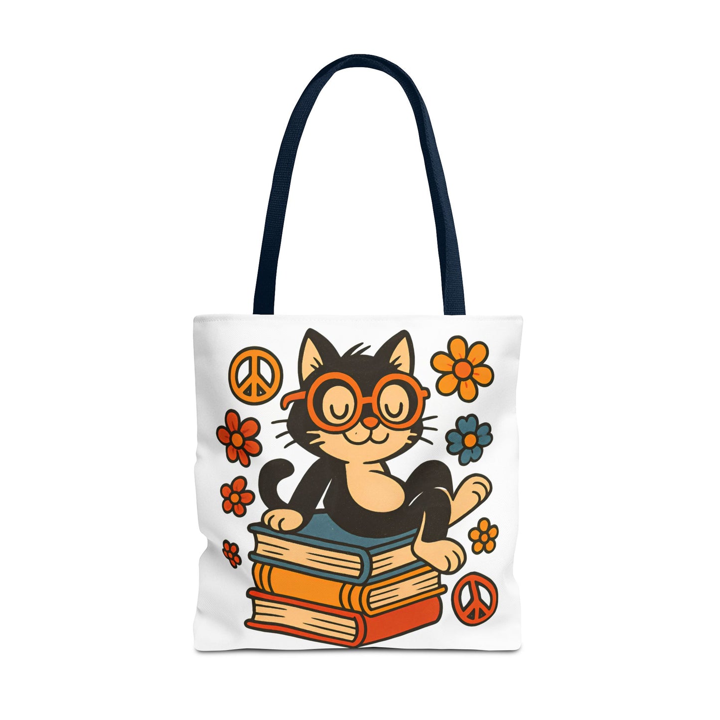 Charming Cat Tote Bag – Cute Pet Lover Gift, Floral Bookish Design, Eco-Friendly Everyday Carry