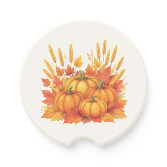 Autumn Pumpkin Car Coaster | Fall Decor for Cars, Rustic Gift, Halloween Party, Thanksgiving, Road Trip Essentials