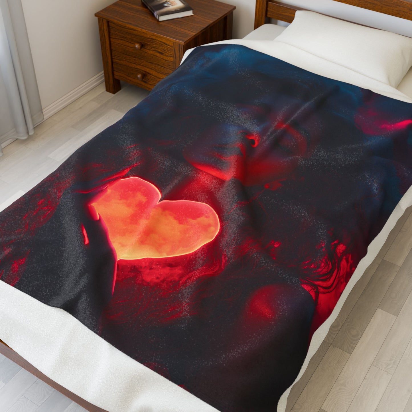 Romantic Velveteen Plush Blanket with Heart Design - Cozy Gift for Valentine's Day, Home Decor, Throw Blanket, Soft Blanket, Bedroom