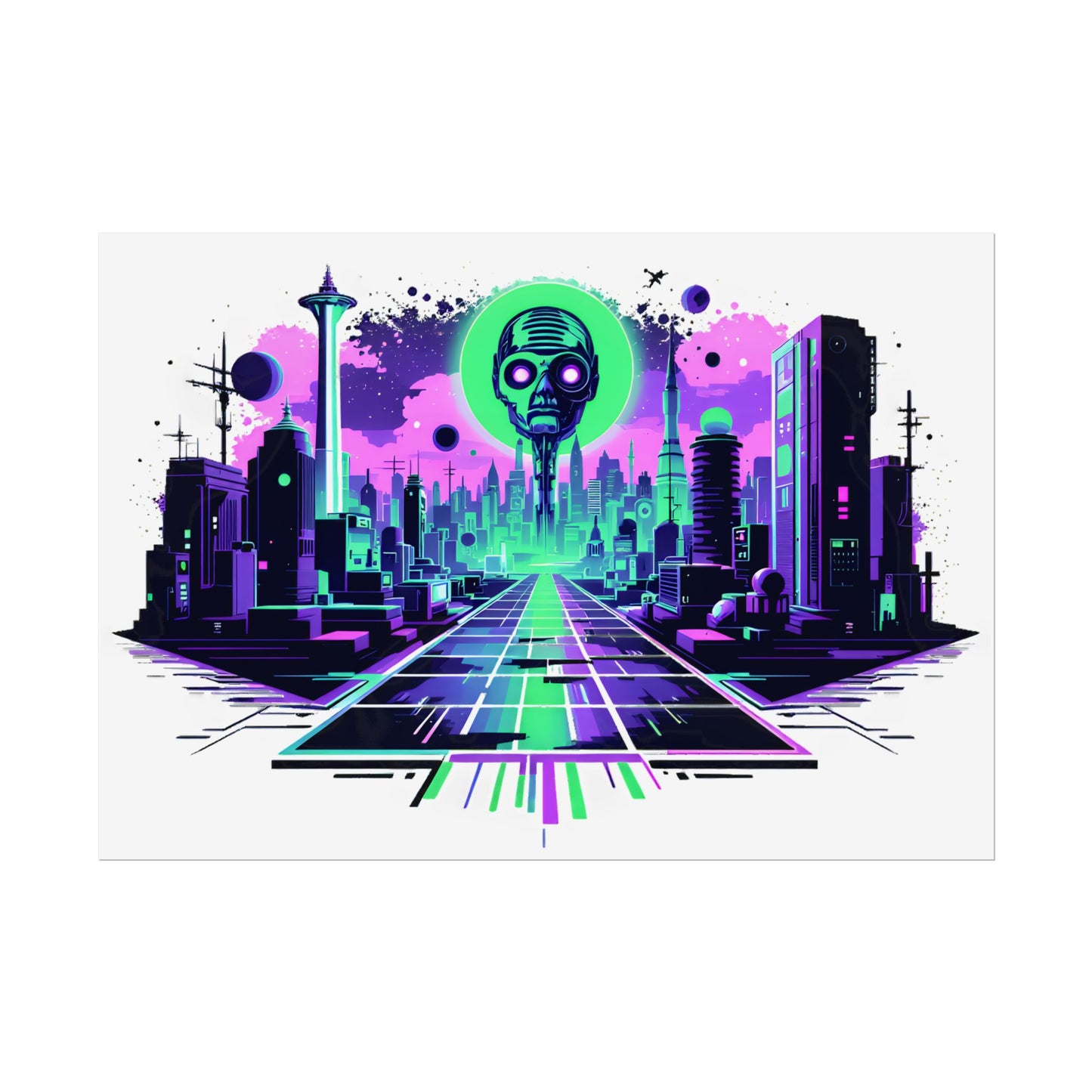 Futuristic Alien City Rolled Poster