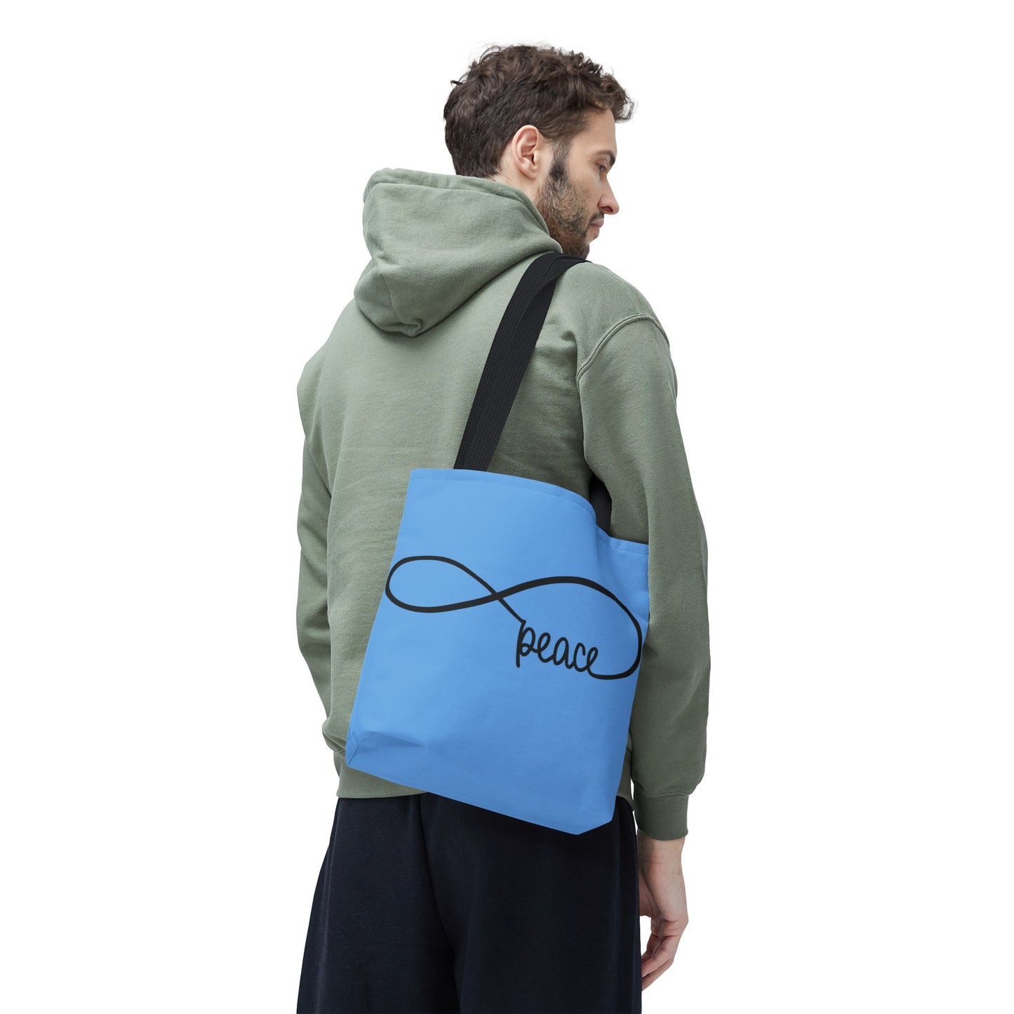 Blue Peace Infinity Tote Bag – Inspirational Double-Sided Print in 3 Sizes