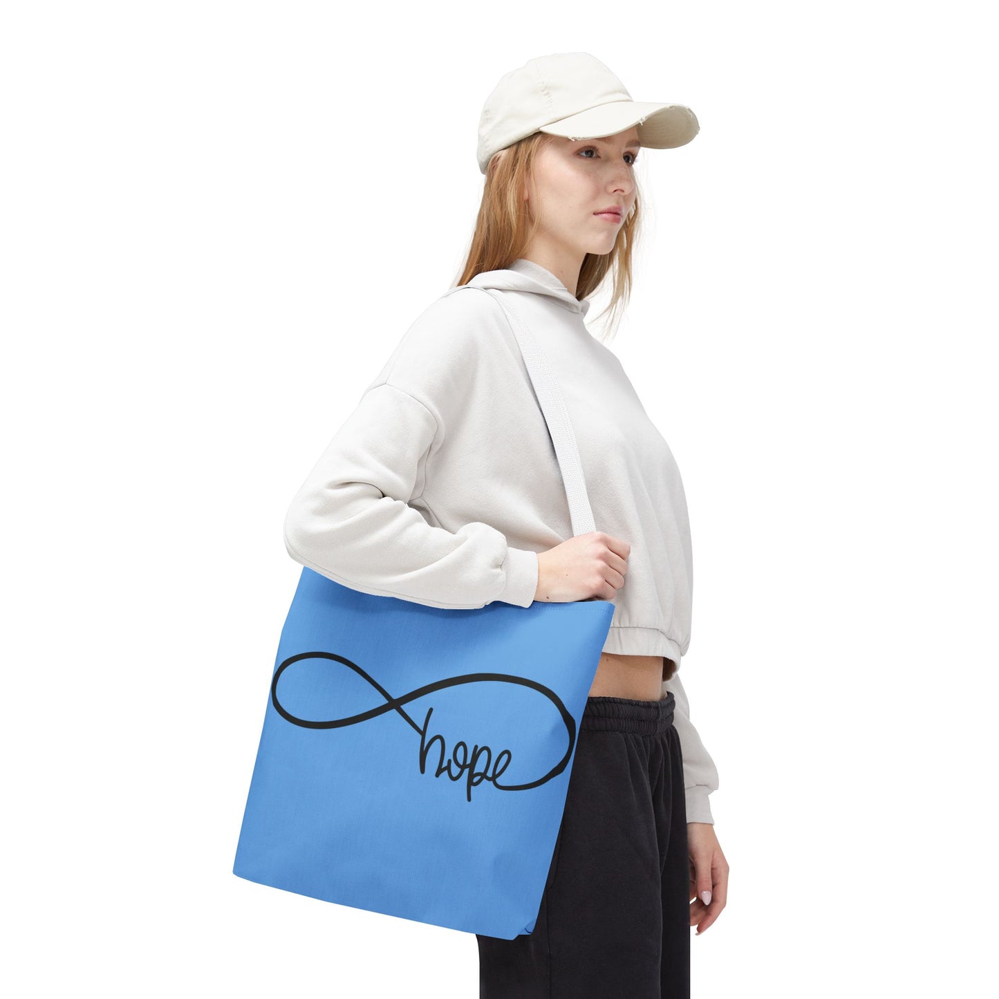 Blue Hope Infinity Tote Bag – Inspirational Double-Sided Print in 3 Sizes