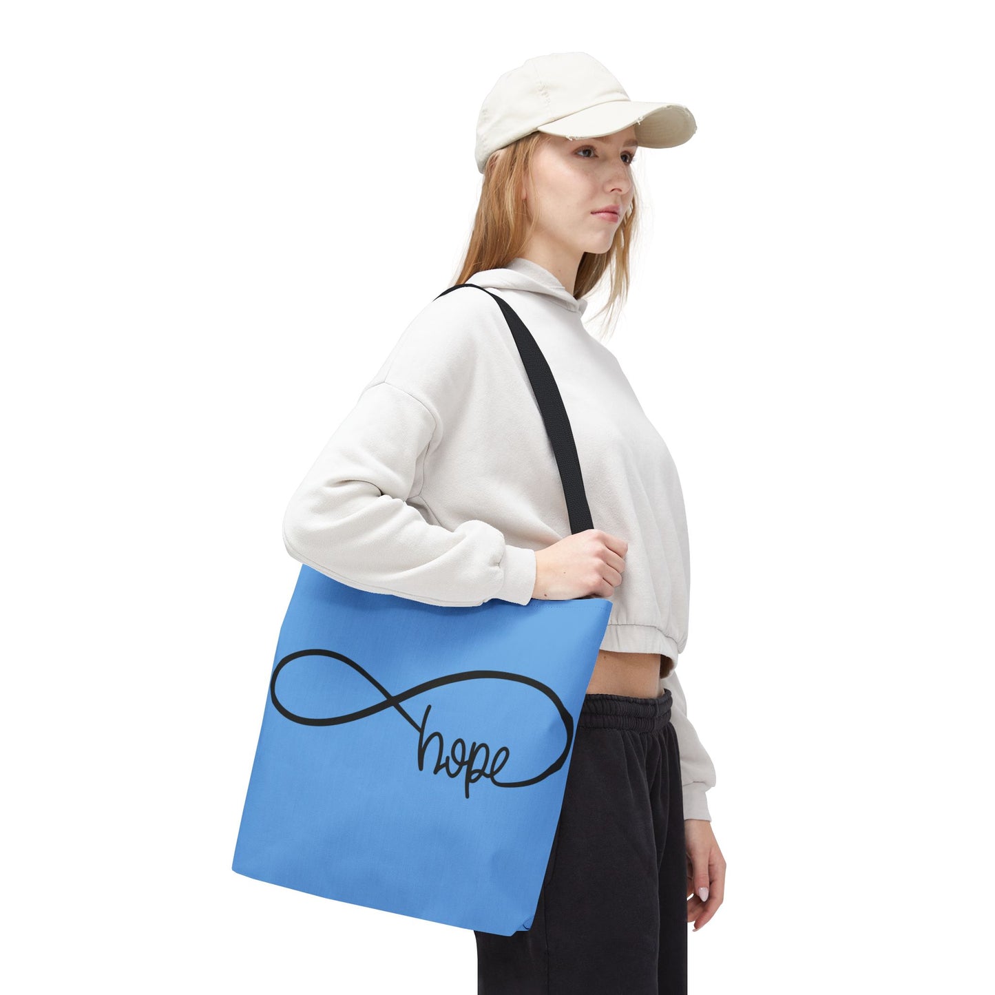 Blue Hope Infinity Tote Bag – Inspirational Double-Sided Print in 3 Sizes
