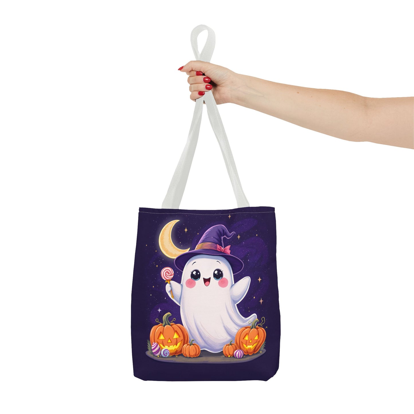 Halloween Ghost Tote Bag, Spooky Season Bag, Cute Pumpkin Bag, Trick or Treat Tote, Whimsical Ghost Shopper