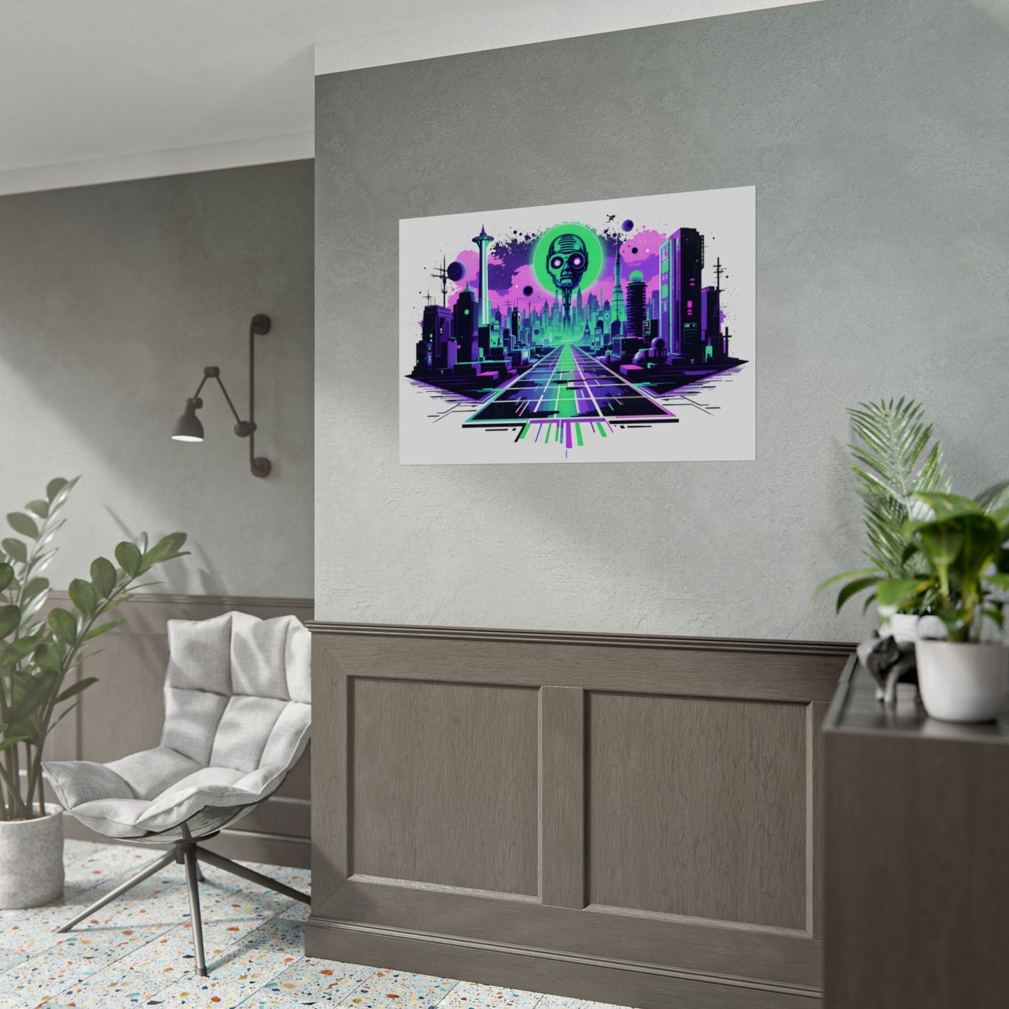 Futuristic Alien City Rolled Poster