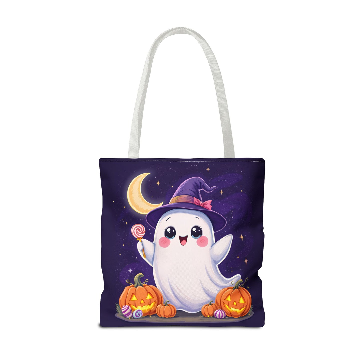 Halloween Ghost Tote Bag, Spooky Season Bag, Cute Pumpkin Bag, Trick or Treat Tote, Whimsical Ghost Shopper