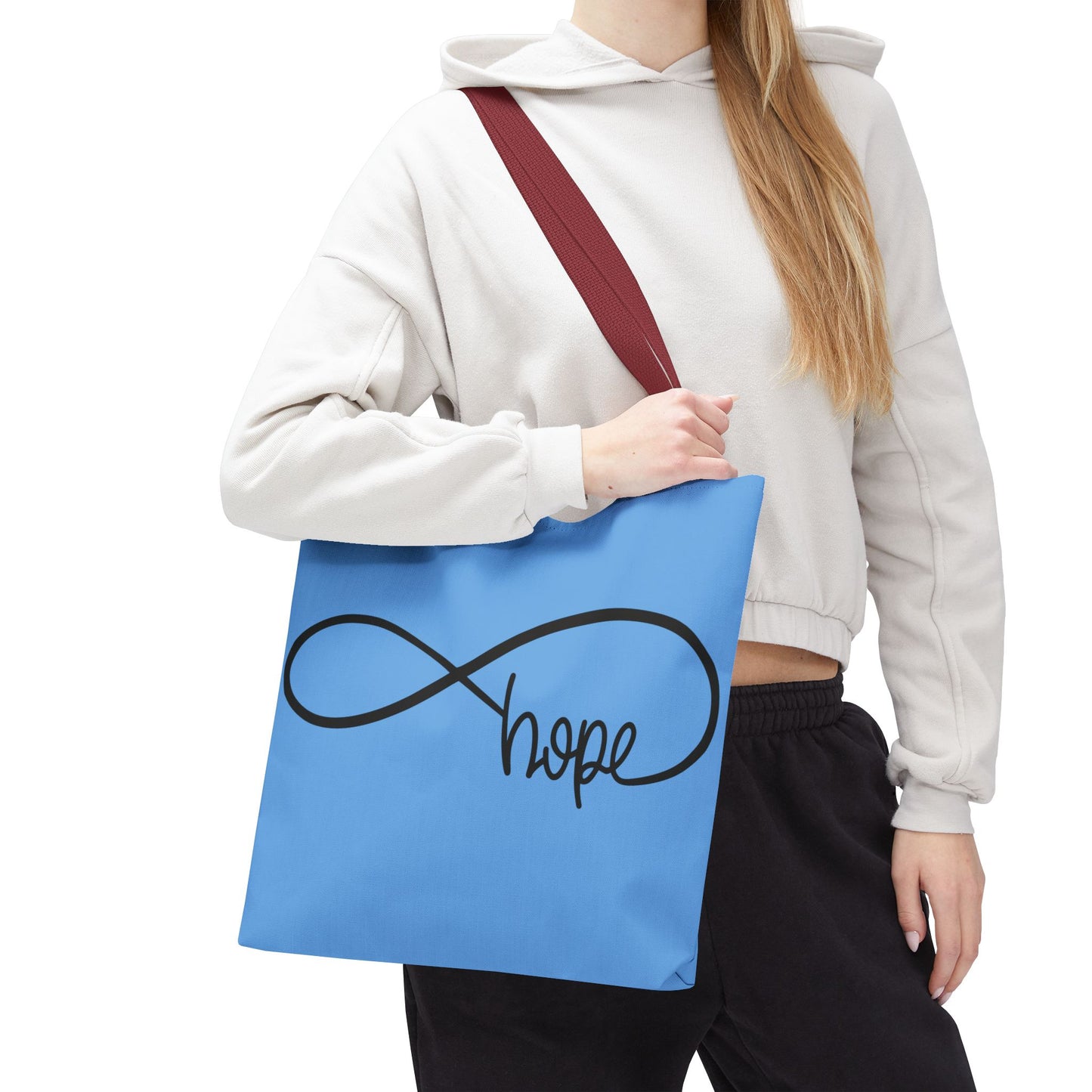 Blue Hope Infinity Tote Bag – Inspirational Double-Sided Print in 3 Sizes