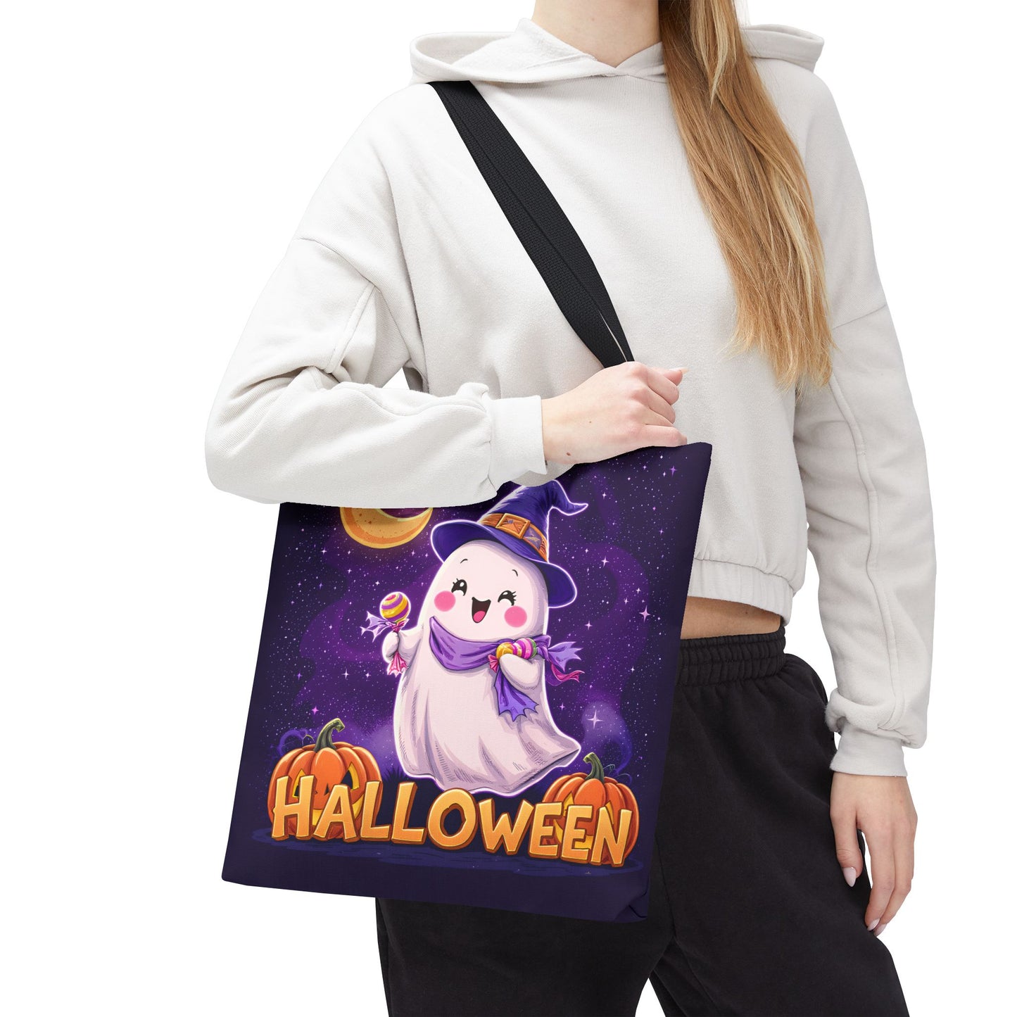 Halloween Ghost Tote Bag, Cute Halloween Bag, Trick or Treat Tote, Spooky Season Accessory, Pumpkin Spice Tote, Gift for Halloween Lovers