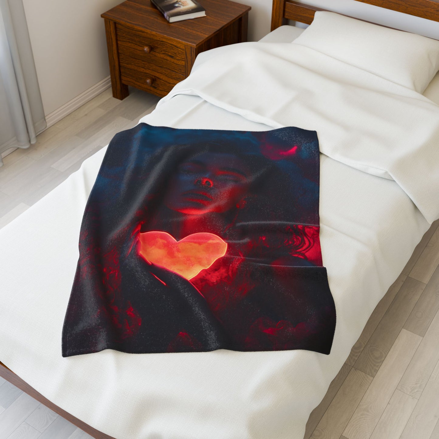 Romantic Velveteen Plush Blanket with Heart Design - Cozy Gift for Valentine's Day, Home Decor, Throw Blanket, Soft Blanket, Bedroom