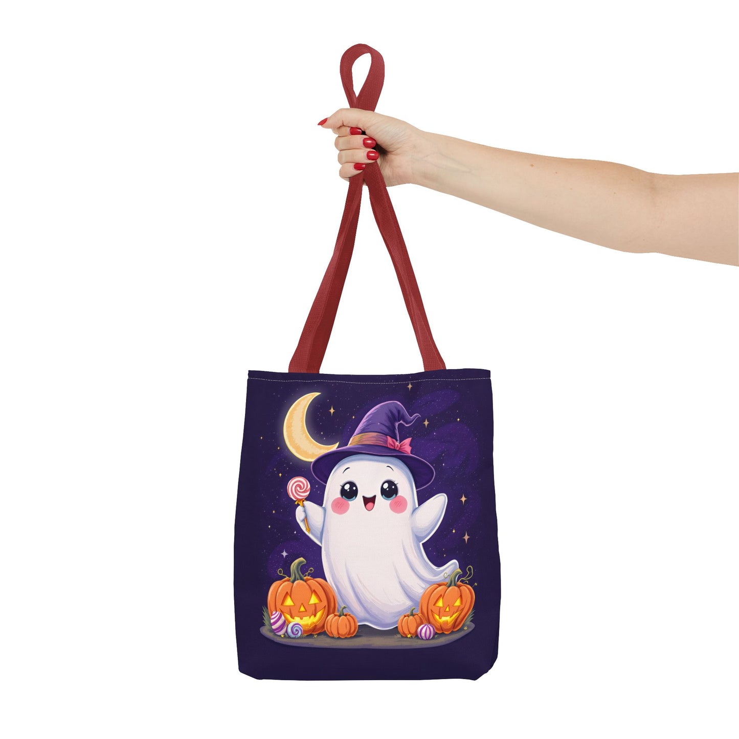 Halloween Ghost Tote Bag, Spooky Season Bag, Cute Pumpkin Bag, Trick or Treat Tote, Whimsical Ghost Shopper