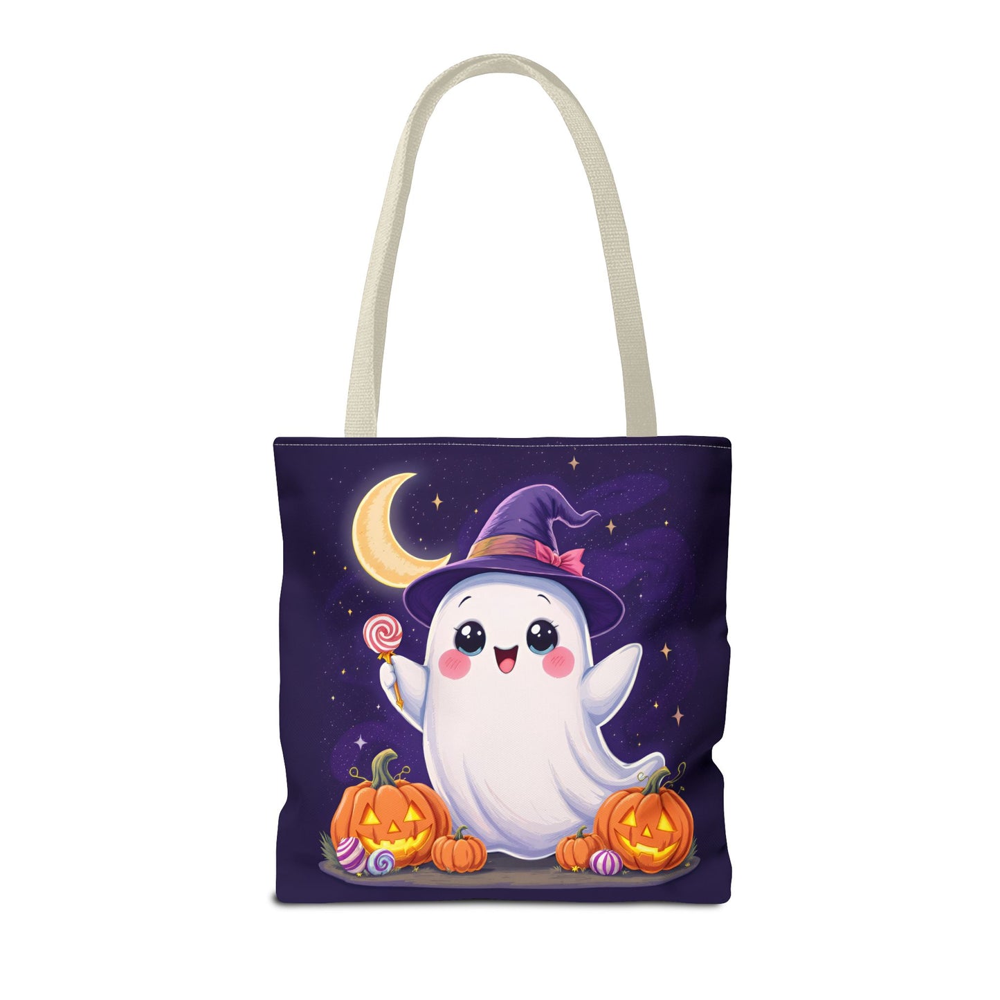 Halloween Ghost Tote Bag, Spooky Season Bag, Cute Pumpkin Bag, Trick or Treat Tote, Whimsical Ghost Shopper