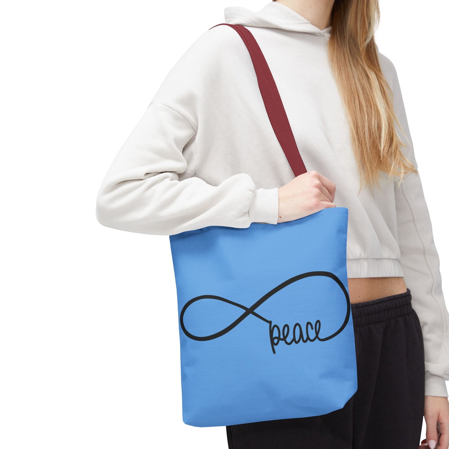 Blue Peace Infinity Tote Bag – Inspirational Double-Sided Print in 3 Sizes