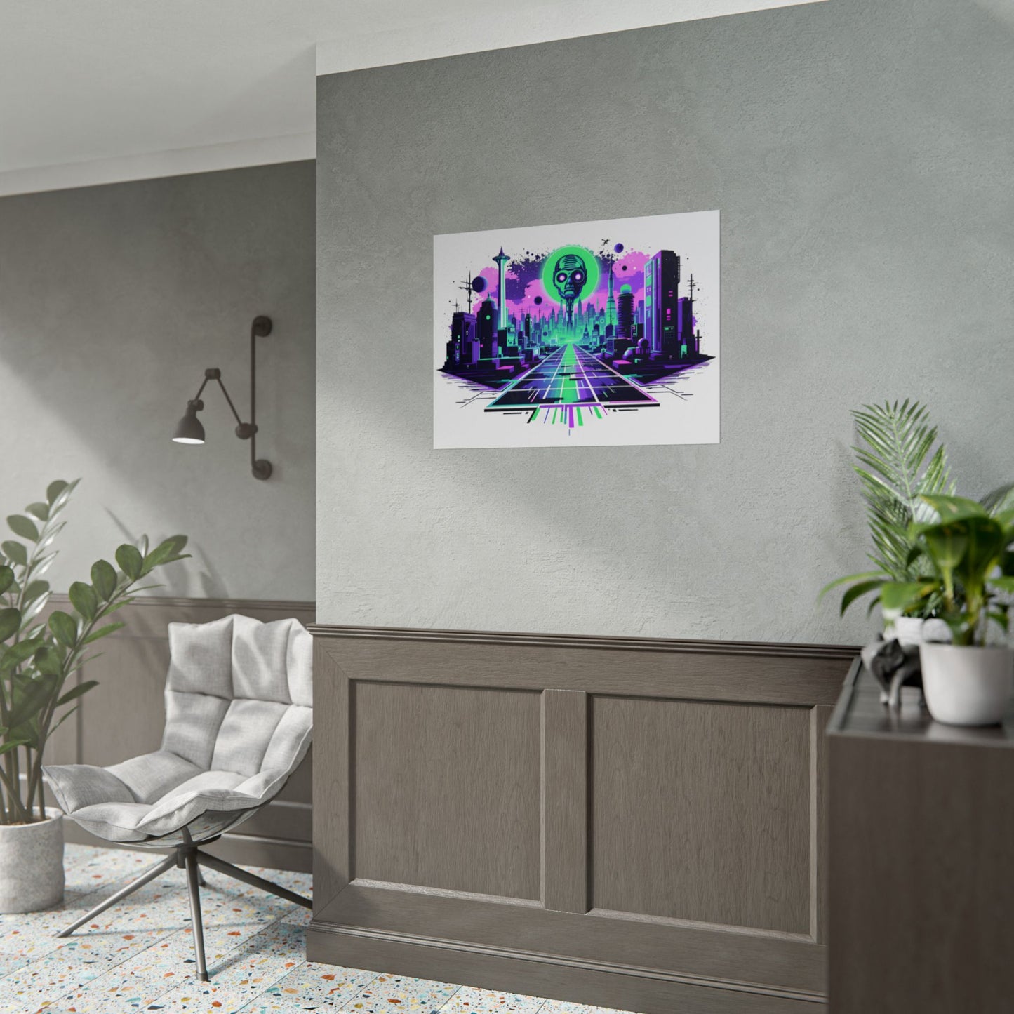 Futuristic Alien City Rolled Poster