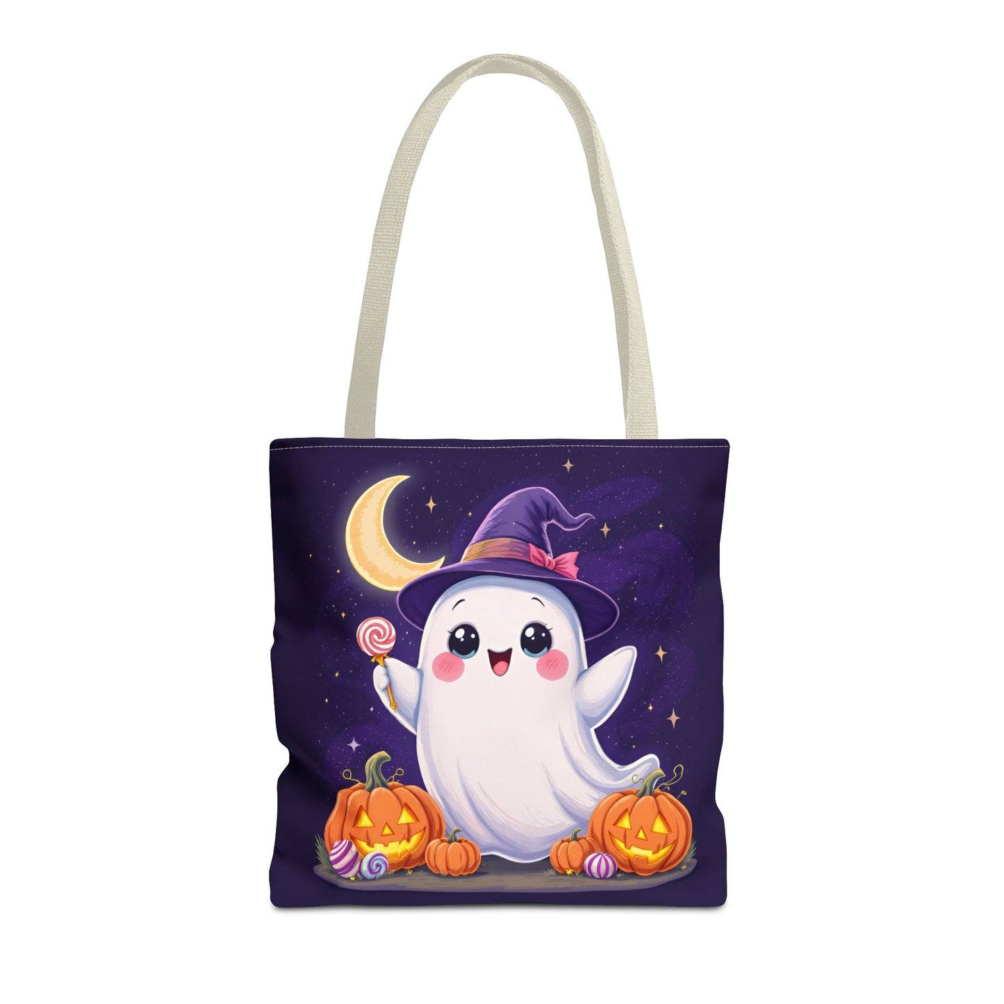 Halloween Ghost Tote Bag, Spooky Season Bag, Cute Pumpkin Bag, Trick or Treat Tote, Whimsical Ghost Shopper