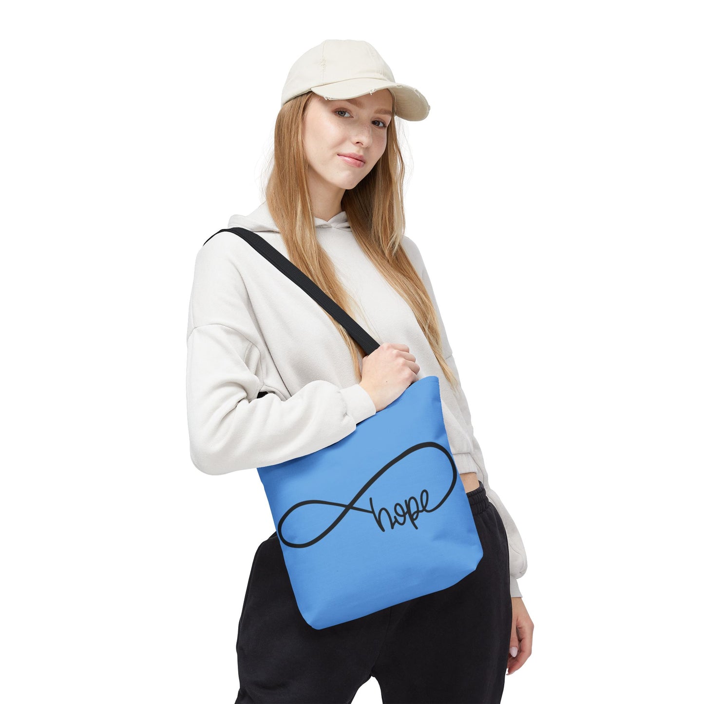 Blue Hope Infinity Tote Bag – Inspirational Double-Sided Print in 3 Sizes
