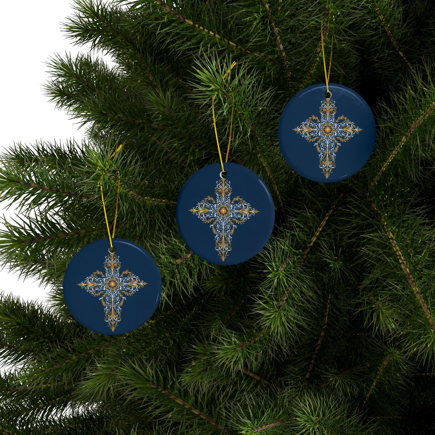 Elegant Cross Ceramic Ornaments, Set of 1/3/5/10