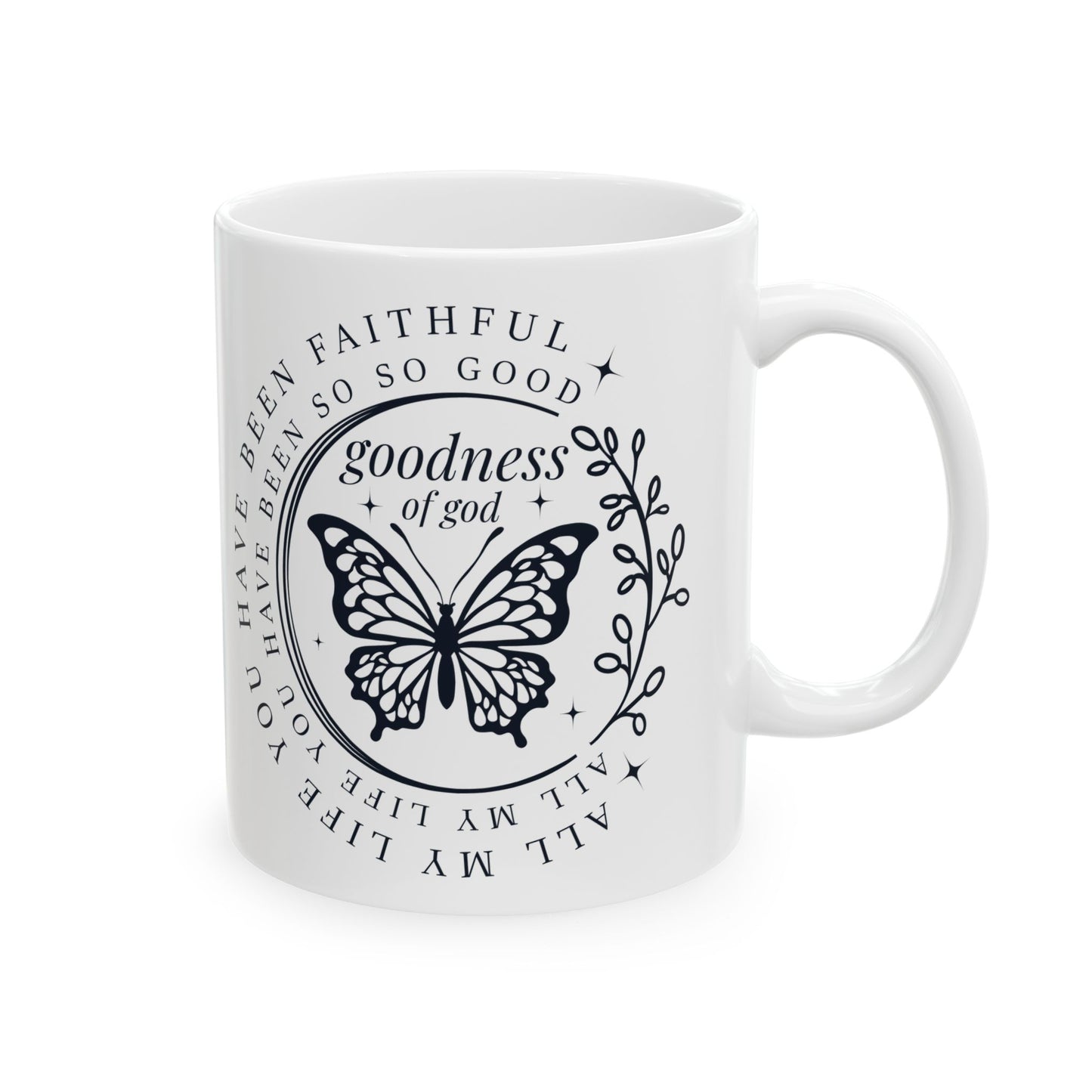 Goodness of God Butterfly Mug – 11oz Ceramic Christian Gift for Women