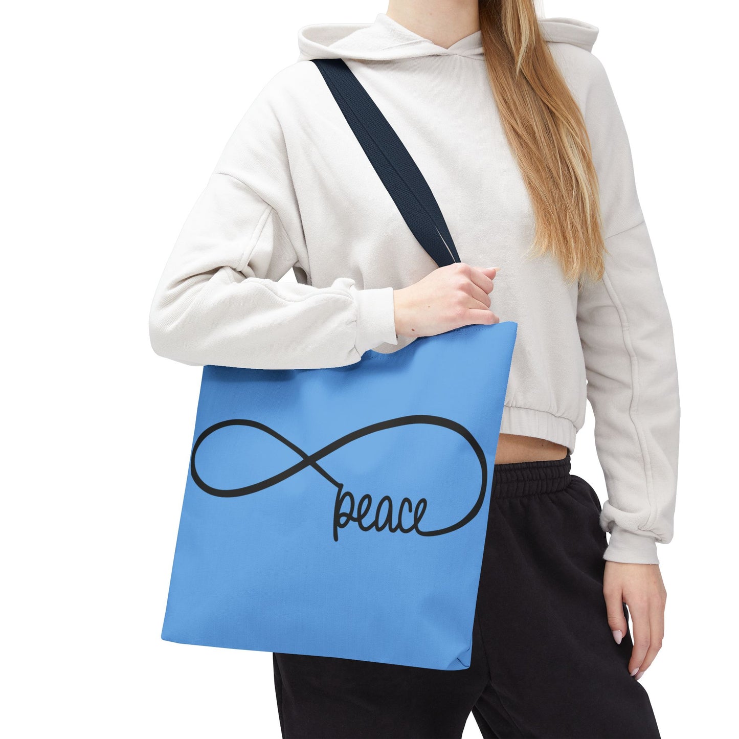 Blue Peace Infinity Tote Bag – Inspirational Double-Sided Print in 3 Sizes