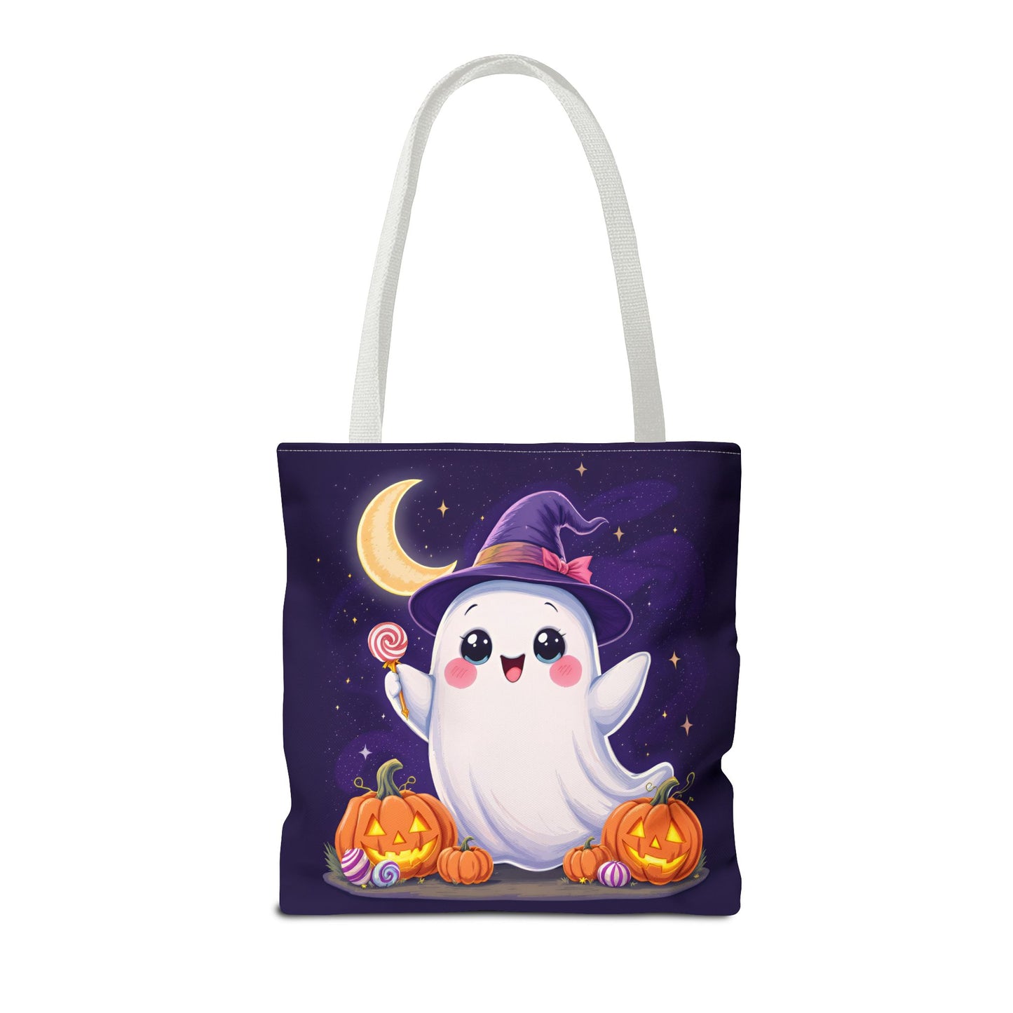 Halloween Ghost Tote Bag, Spooky Season Bag, Cute Pumpkin Bag, Trick or Treat Tote, Whimsical Ghost Shopper