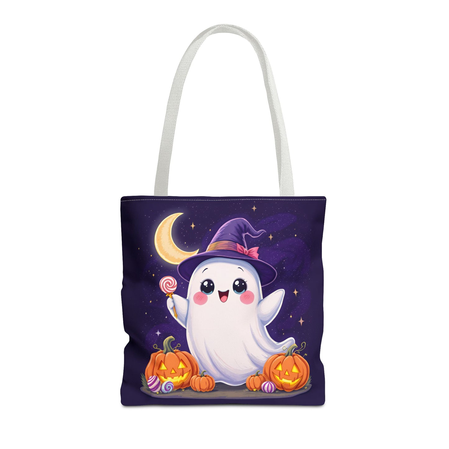 Halloween Ghost Tote Bag, Spooky Season Bag, Cute Pumpkin Bag, Trick or Treat Tote, Whimsical Ghost Shopper