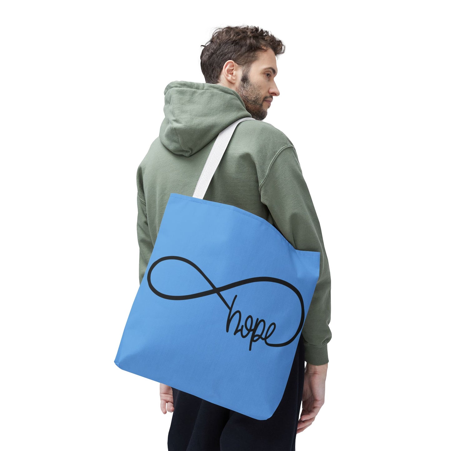 Blue Hope Infinity Tote Bag – Inspirational Double-Sided Print in 3 Sizes