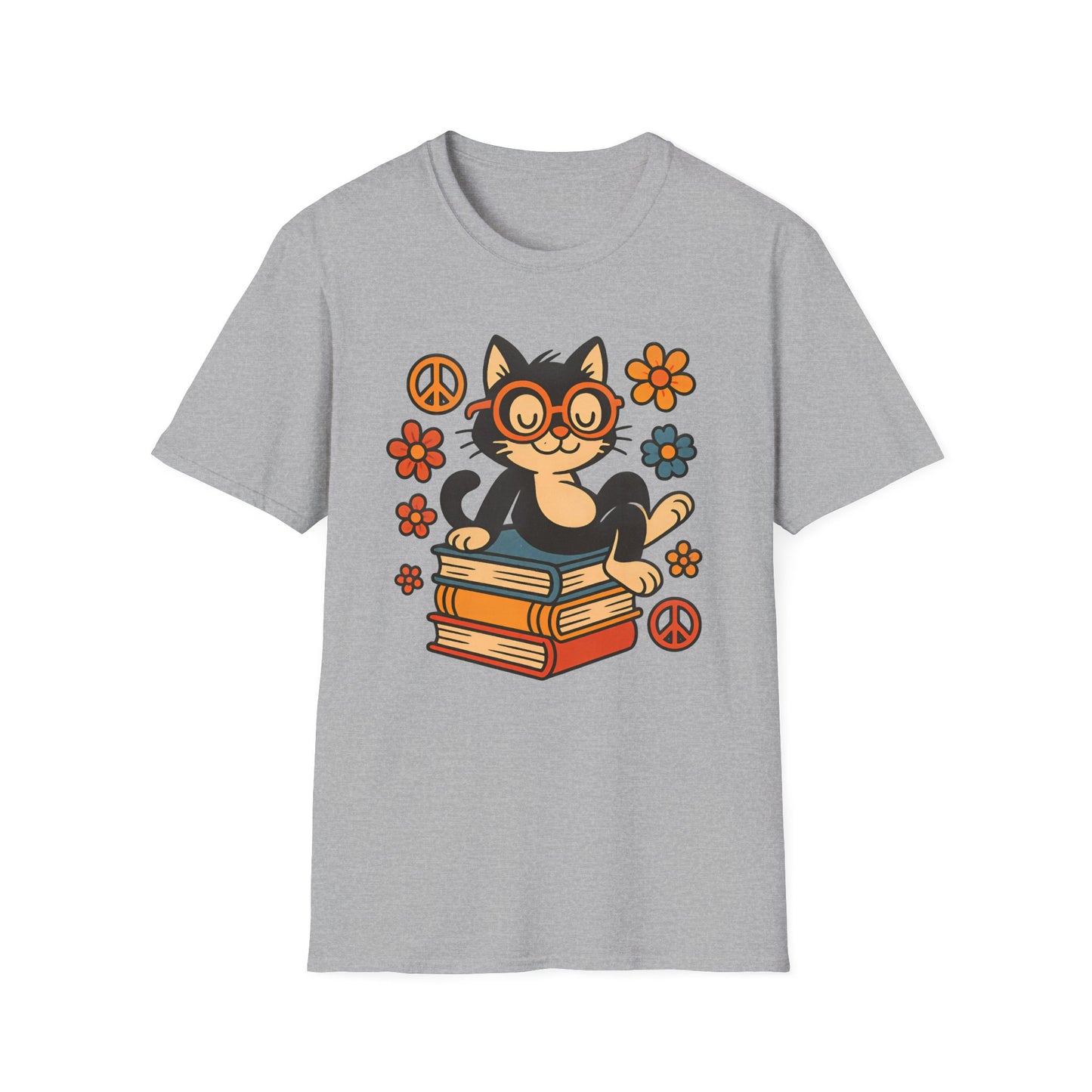 Cute Cat Reading T-Shirt – Vintage-Inspired Tee for Bookworms, Cat Lovers & Peaceful Souls