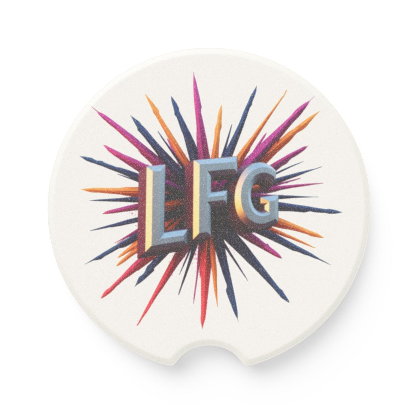 Vibrant Soapstone Car Coaster with LFG Design, Unique Car Accessory for Road Trips, Gifts for Travelers, Home Decor, Car Decor