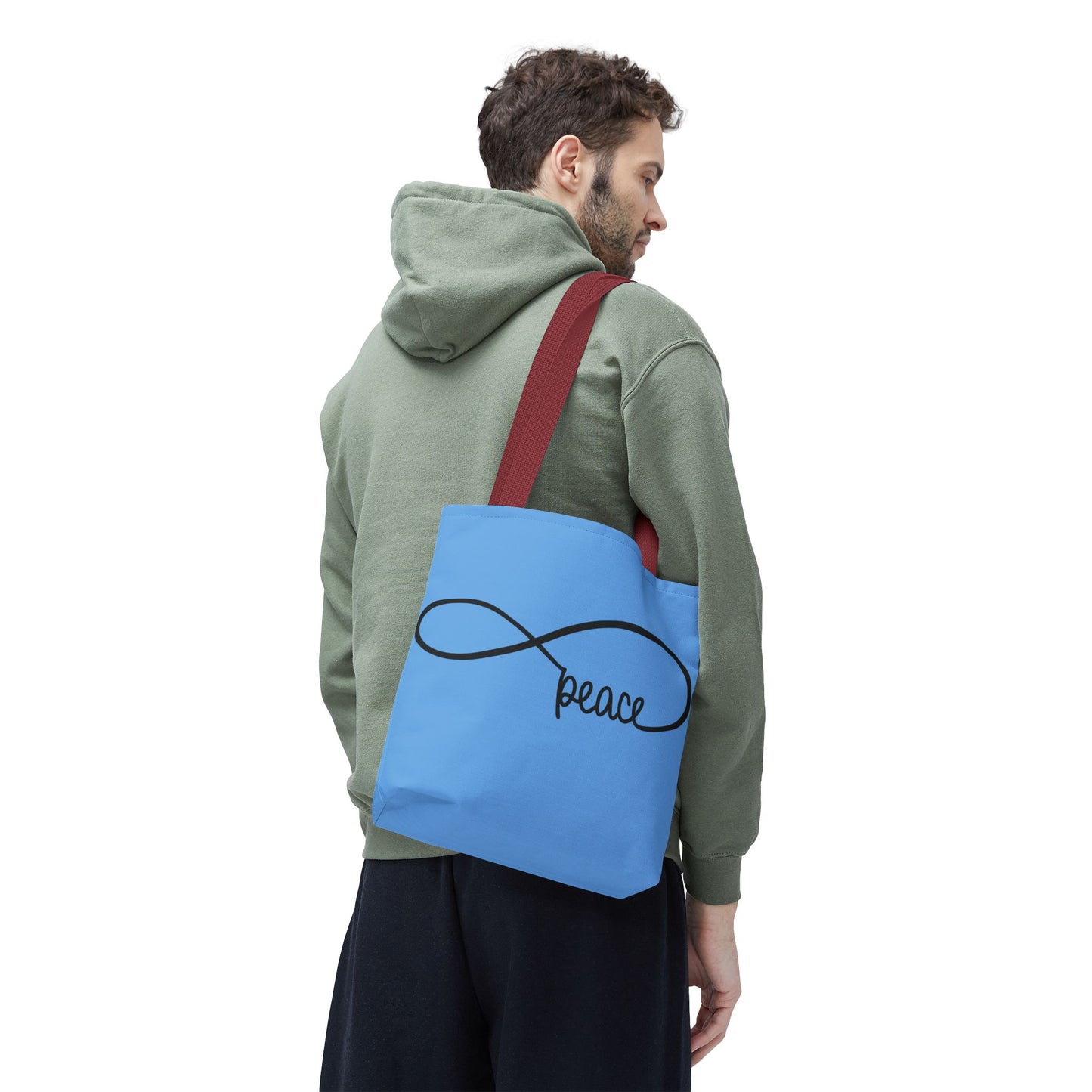 Blue Peace Infinity Tote Bag – Inspirational Double-Sided Print in 3 Sizes