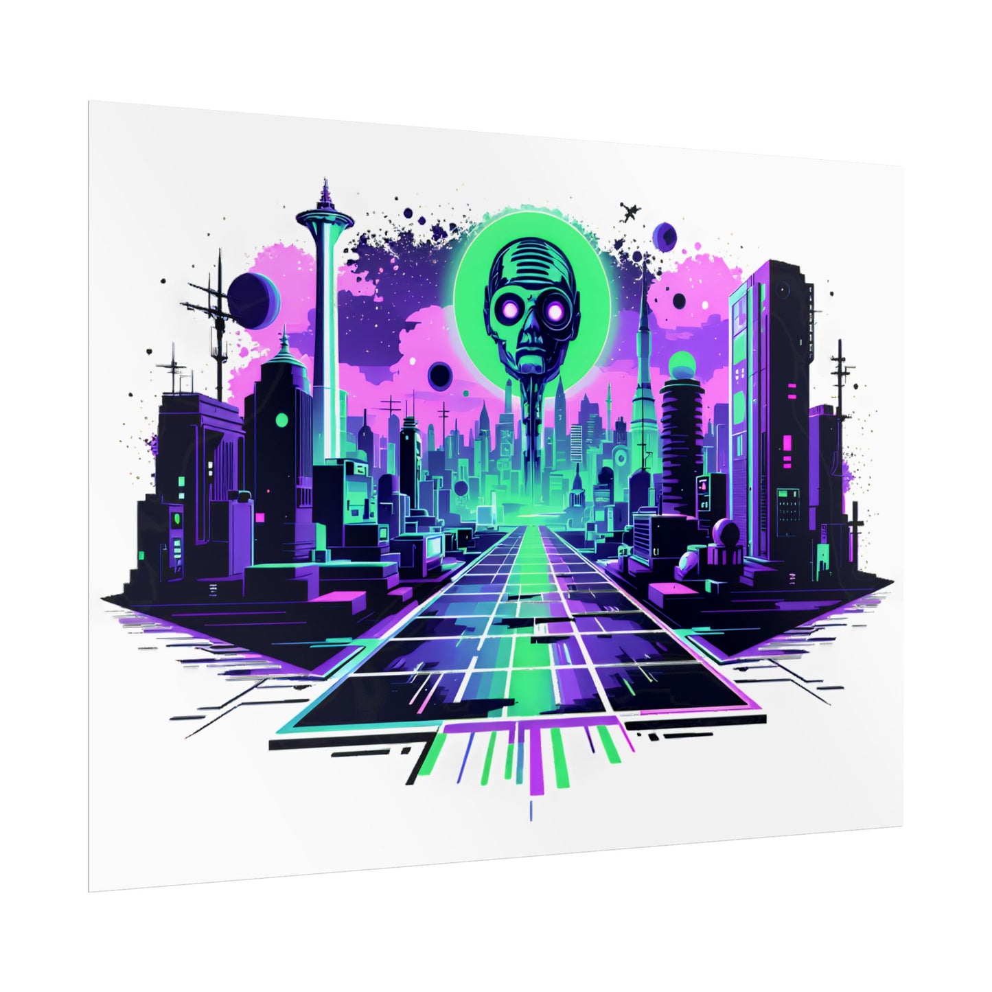 Futuristic Alien City Rolled Poster