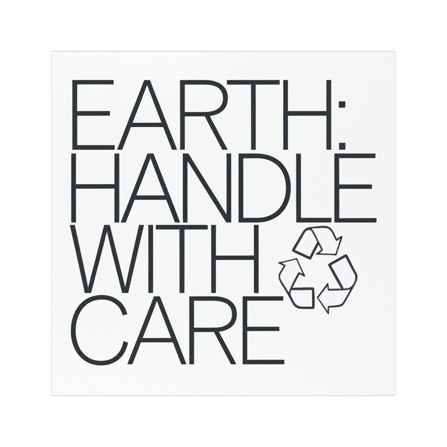 Car Magnet - Earth: Handle with Care, Eco-Friendly Environmental Stewardship, Minimalist Black Typography, Global Responsibility, Recycling