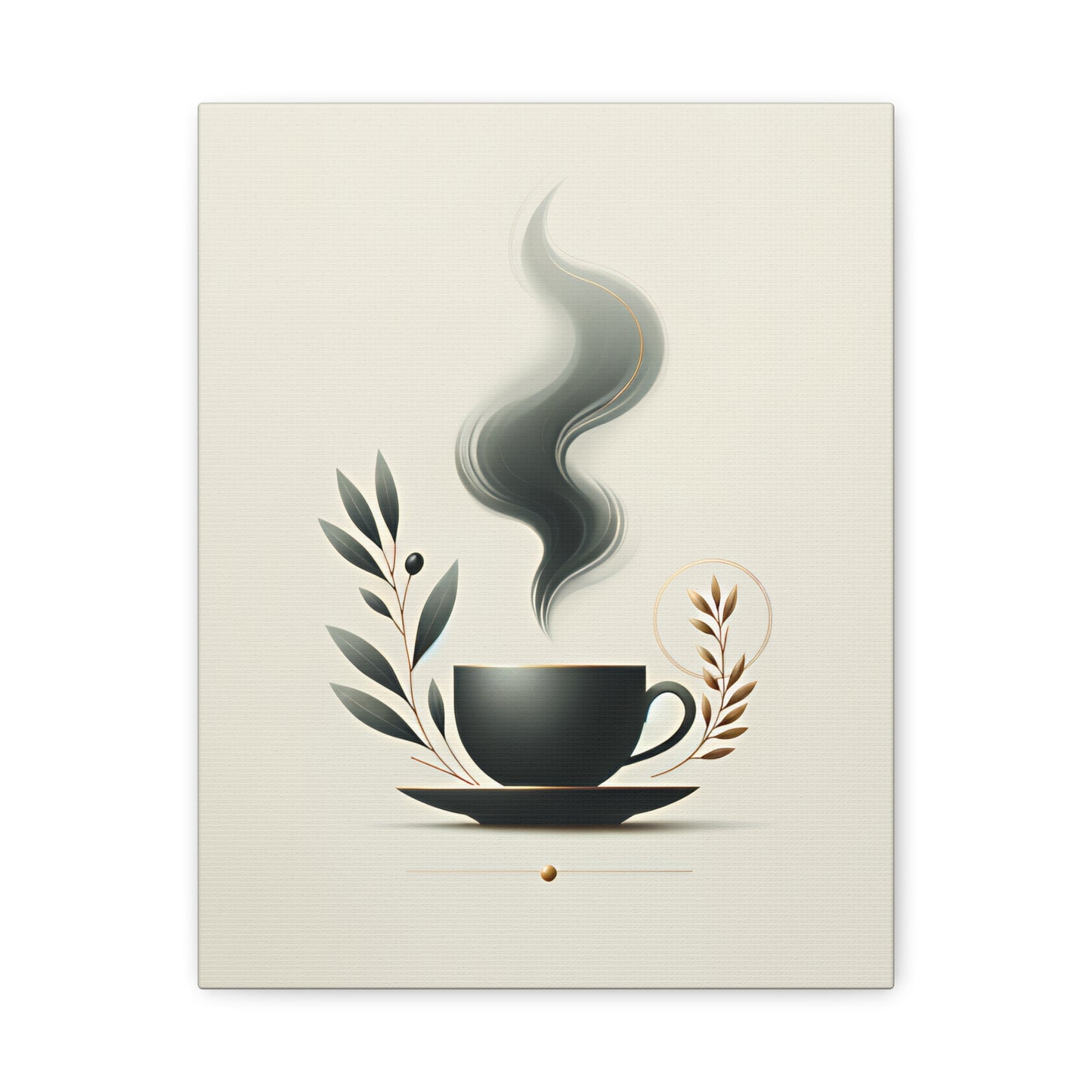 Elegant Coffee Art Canvas Print – Minimalist Wall Art for Coffee & Plant Lovers
