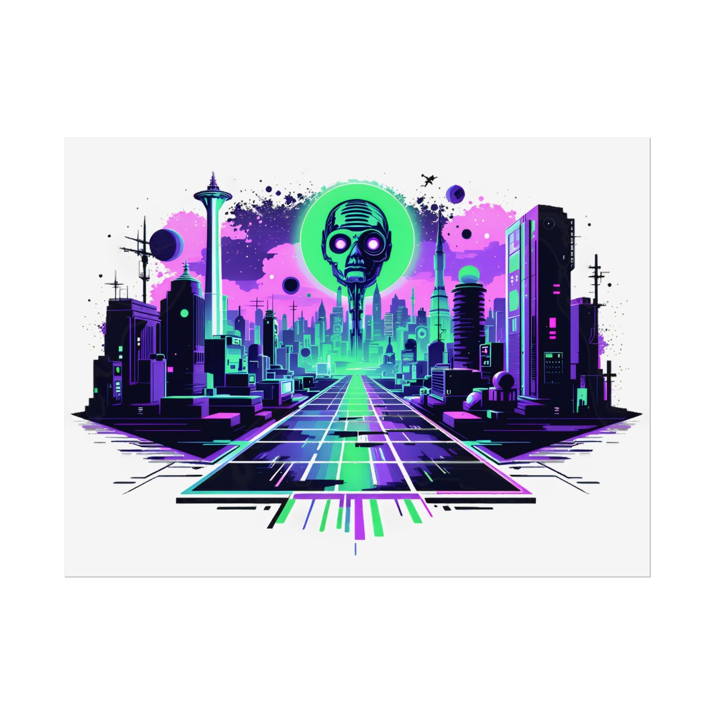 Futuristic Alien City Rolled Poster