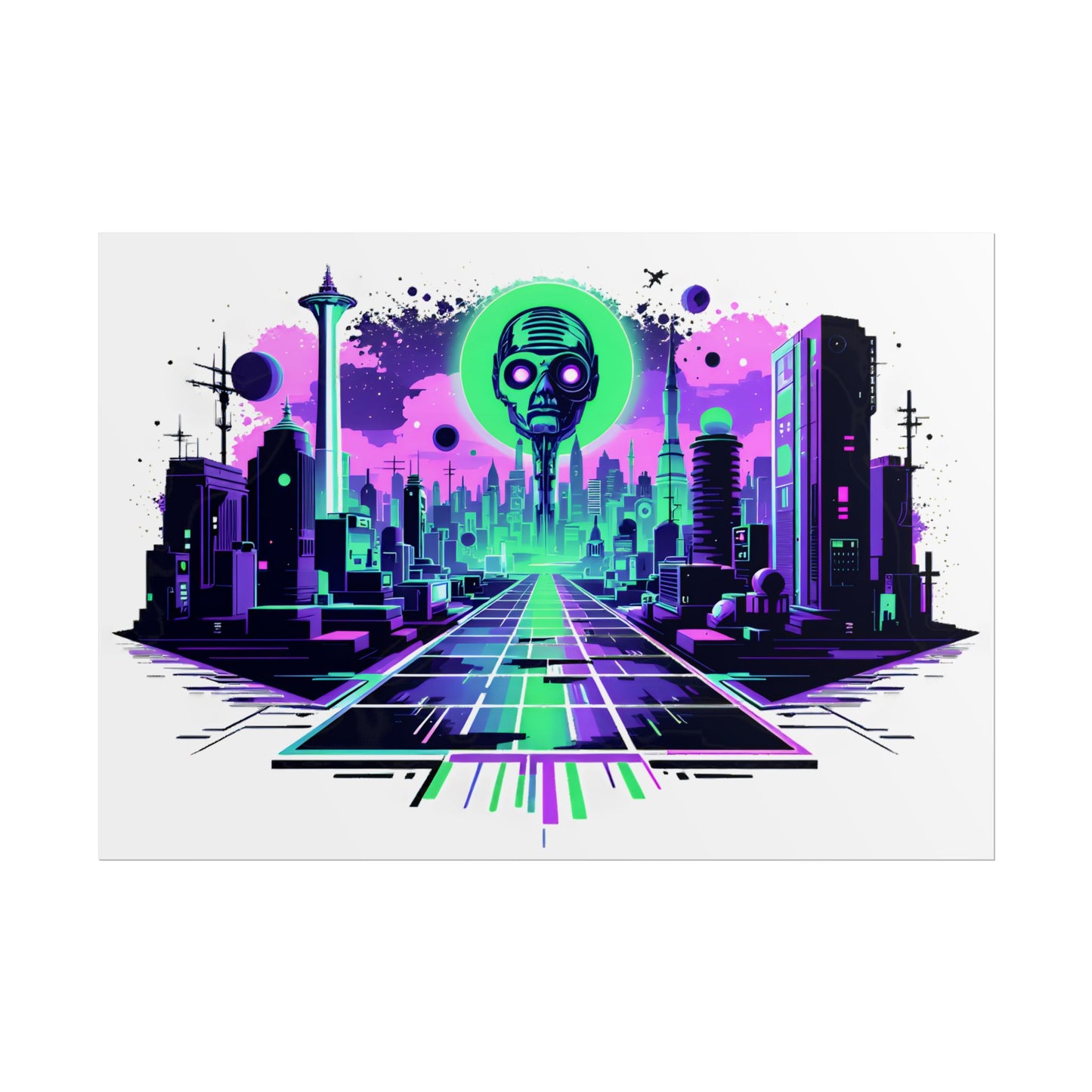 Futuristic Alien City Rolled Poster