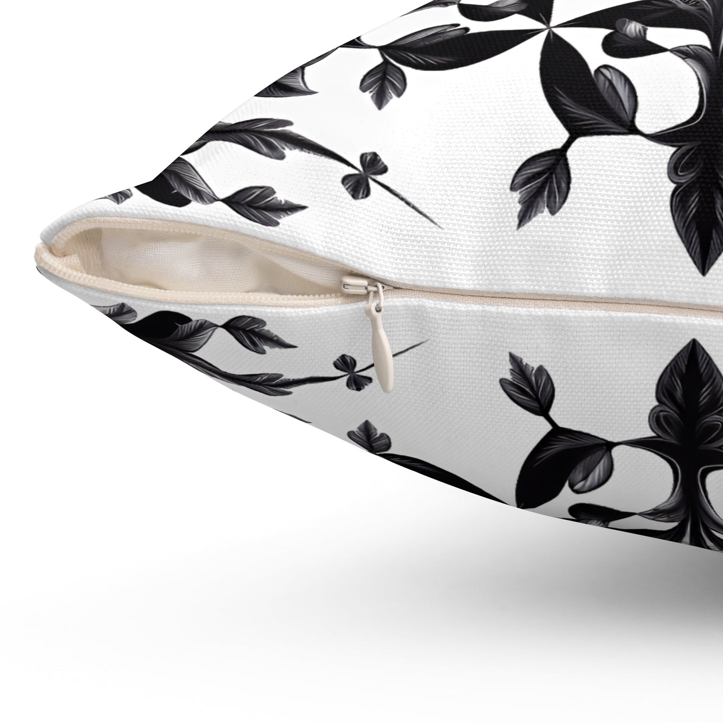 Floral Mandala Square Pillow – Black & White Botanical Elegance