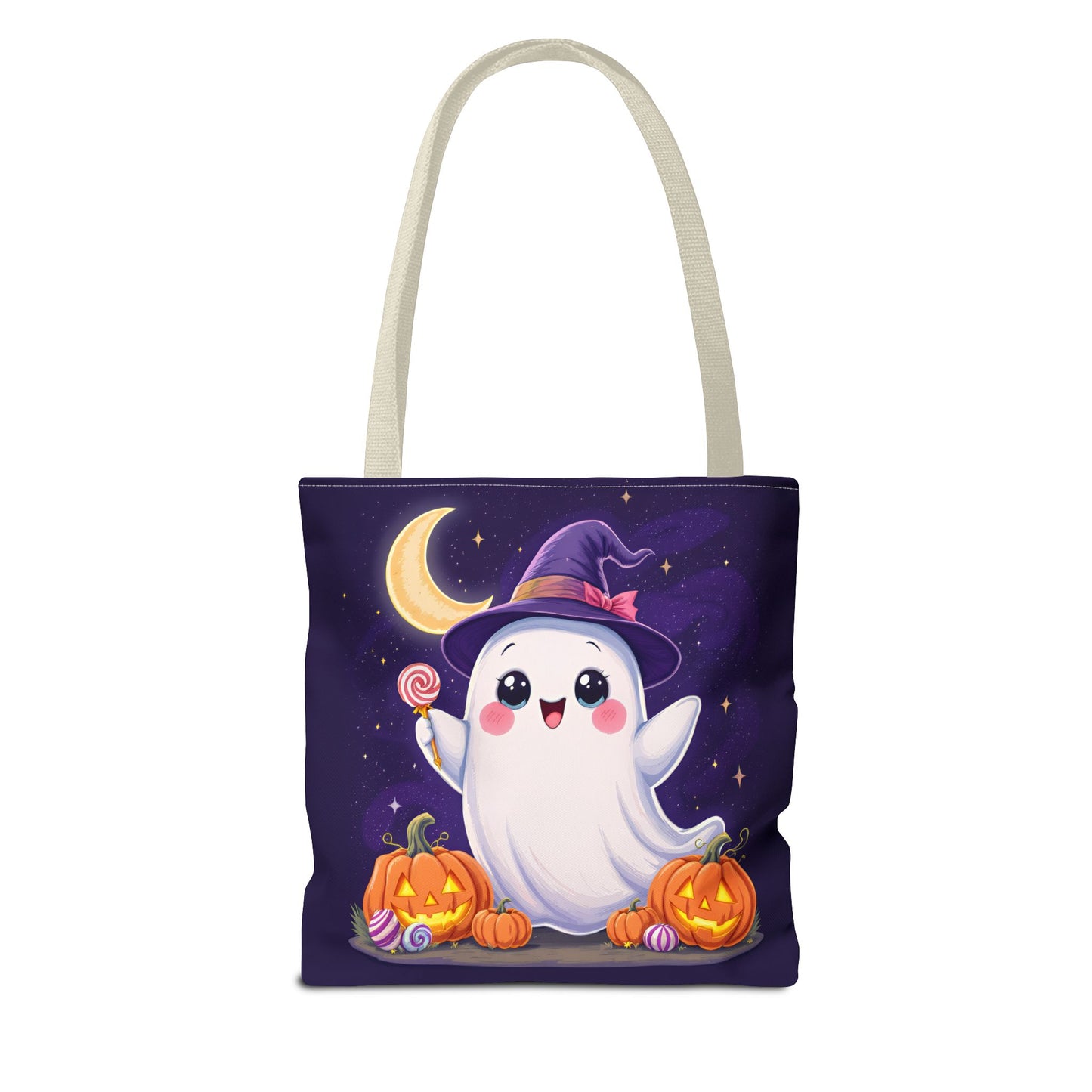 Halloween Ghost Tote Bag, Spooky Season Bag, Cute Pumpkin Bag, Trick or Treat Tote, Whimsical Ghost Shopper