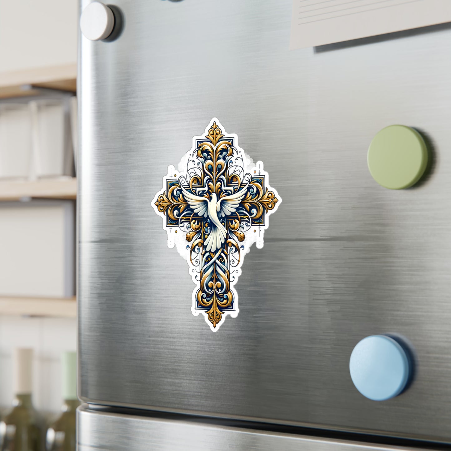 Elegant Dove & Cross Vinyl Decals