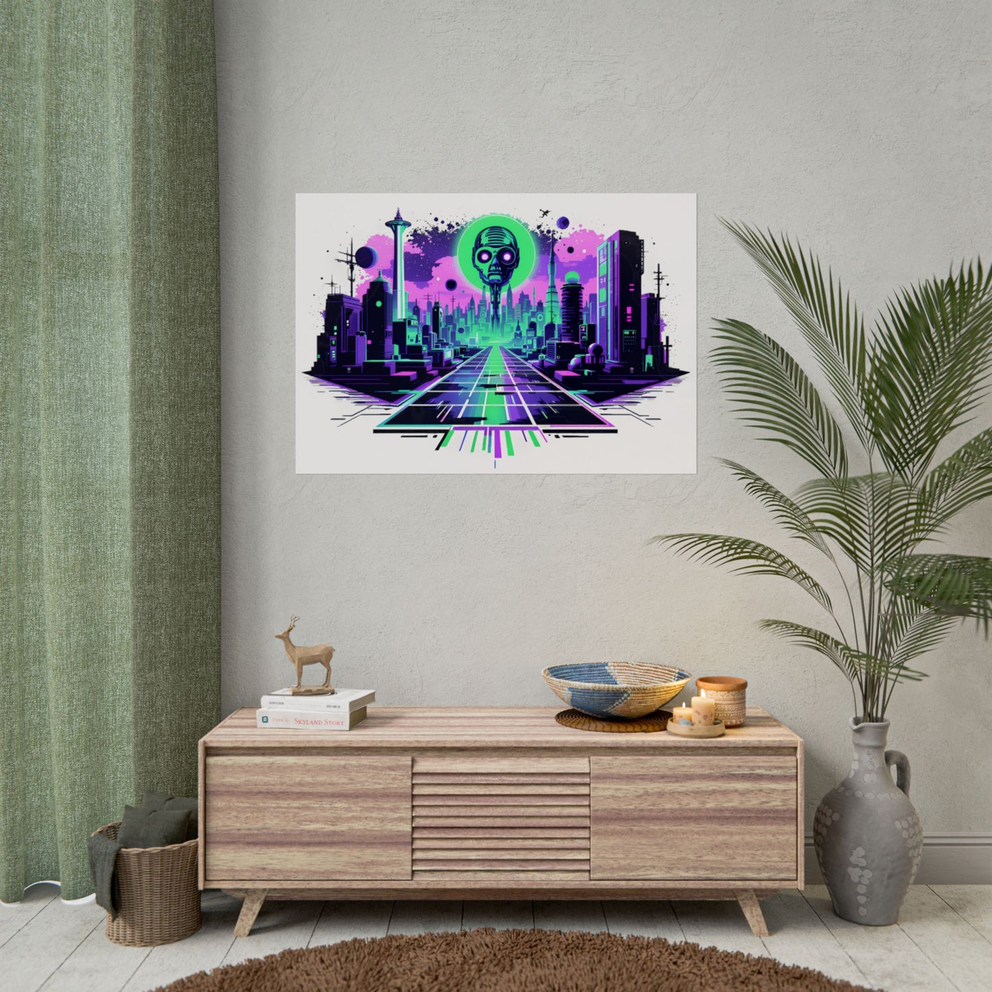 Futuristic Alien City Rolled Poster