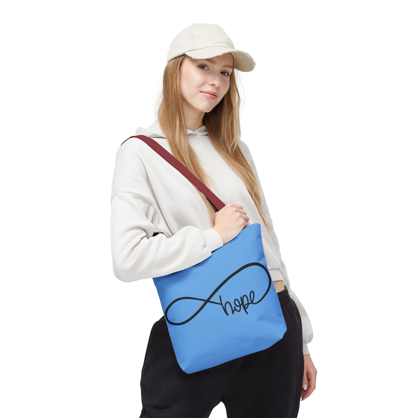 Blue Hope Infinity Tote Bag – Inspirational Double-Sided Print in 3 Sizes