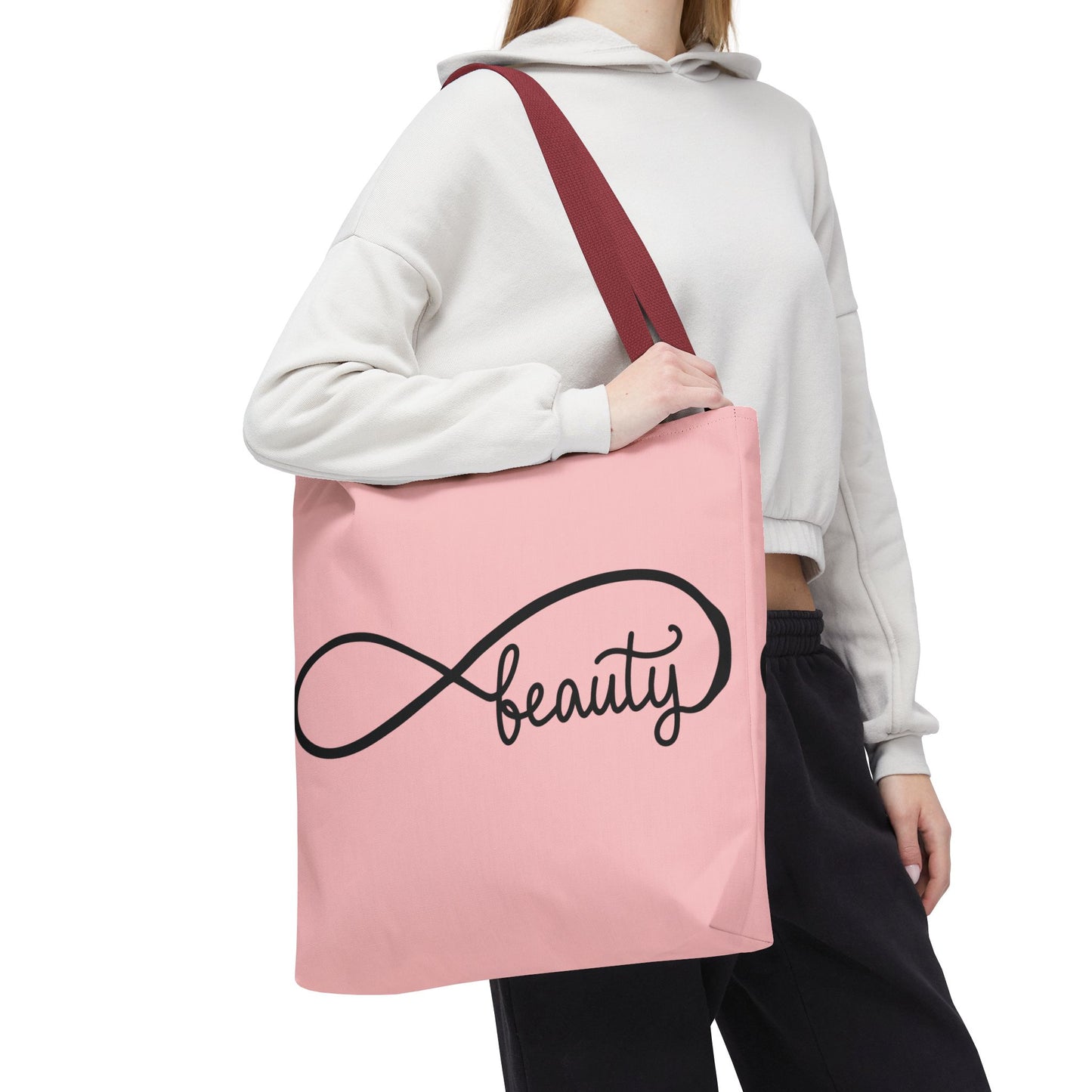 Pink Beauty Infinity Tote Bag – Inspirational Double-Sided Print in 3 Sizes