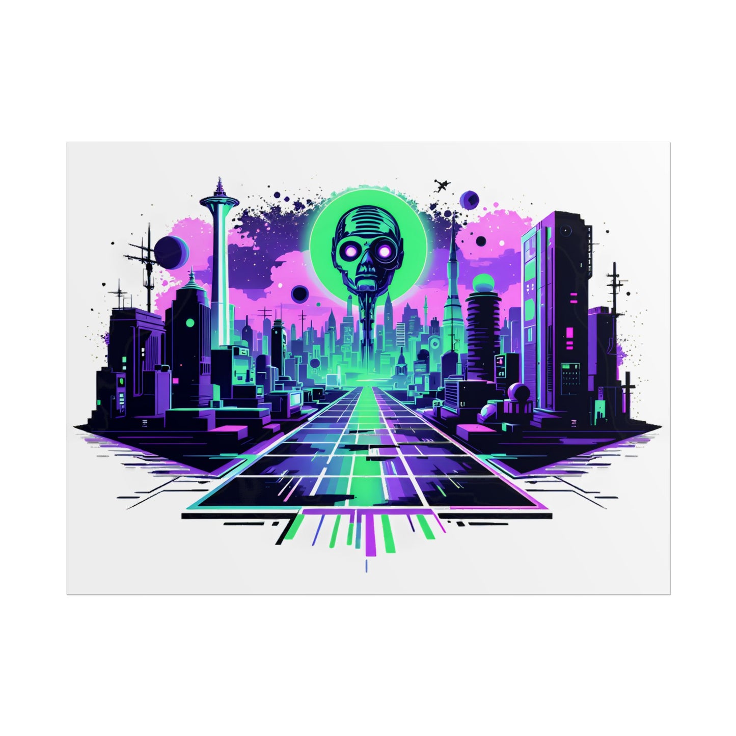 Futuristic Alien City Rolled Poster