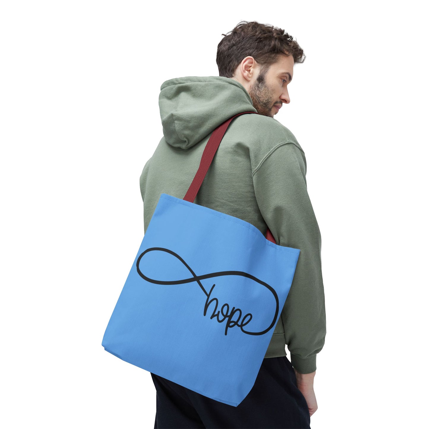 Blue Hope Infinity Tote Bag – Inspirational Double-Sided Print in 3 Sizes