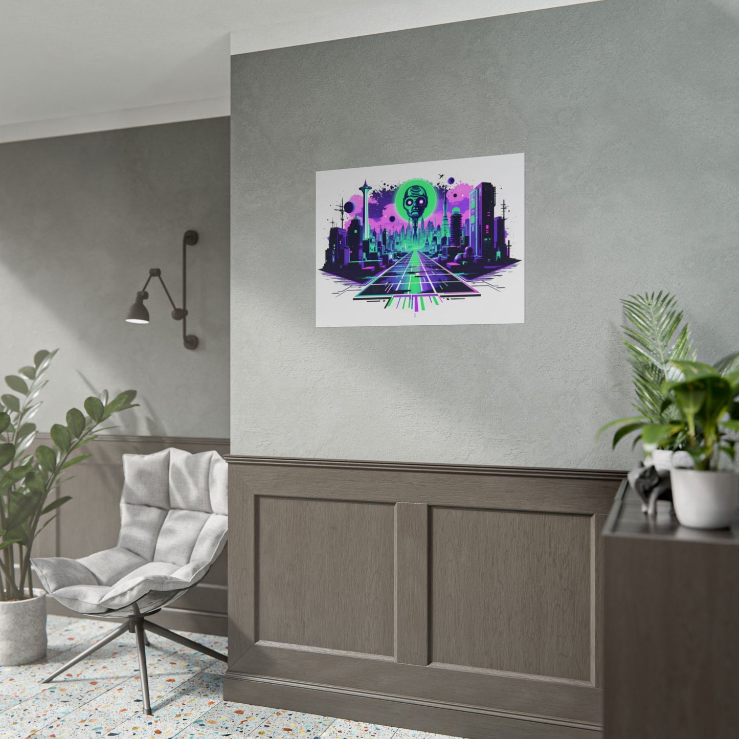 Futuristic Alien City Rolled Poster