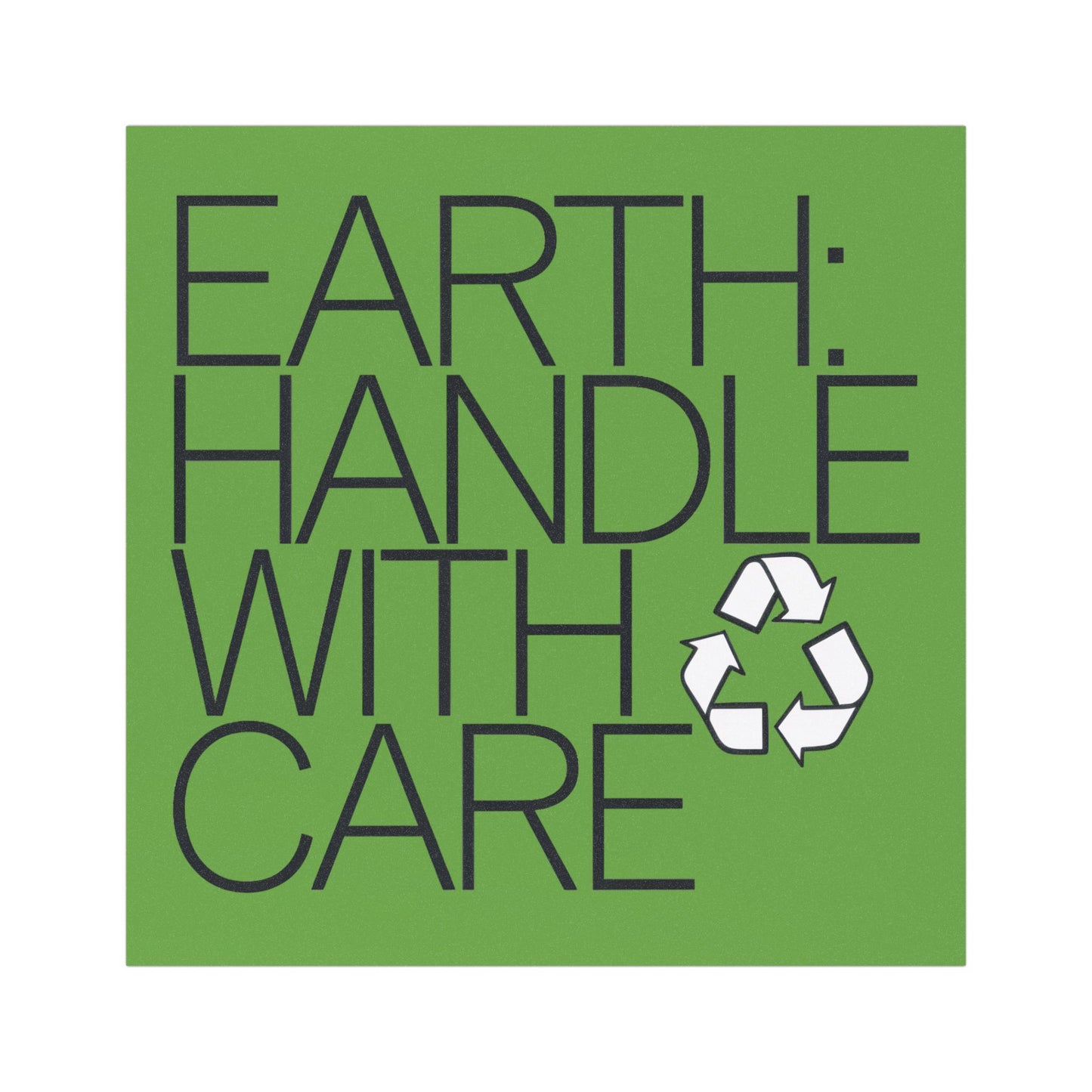 Car Magnet - Earth: Handle with Care, Eco-Friendly Environmental Stewardship, Minimalist Black Typography, Global Responsibility, Recycling