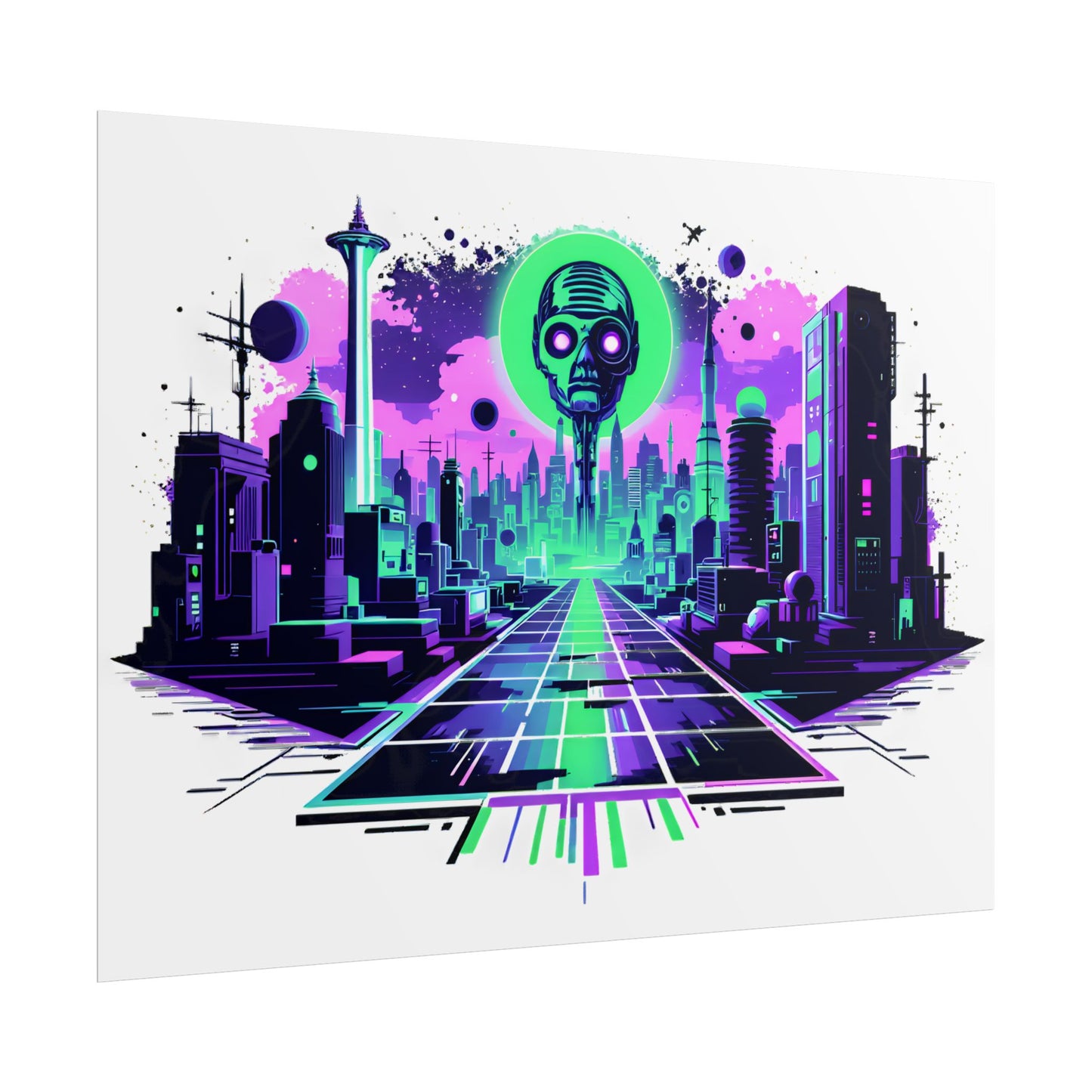 Futuristic Alien City Rolled Poster