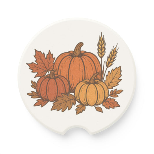Autumn Pumpkin Soapstone Car Coaster, Fall Car Accessories, Thanksgiving Gift, Home Decor, Seasonal Coaster