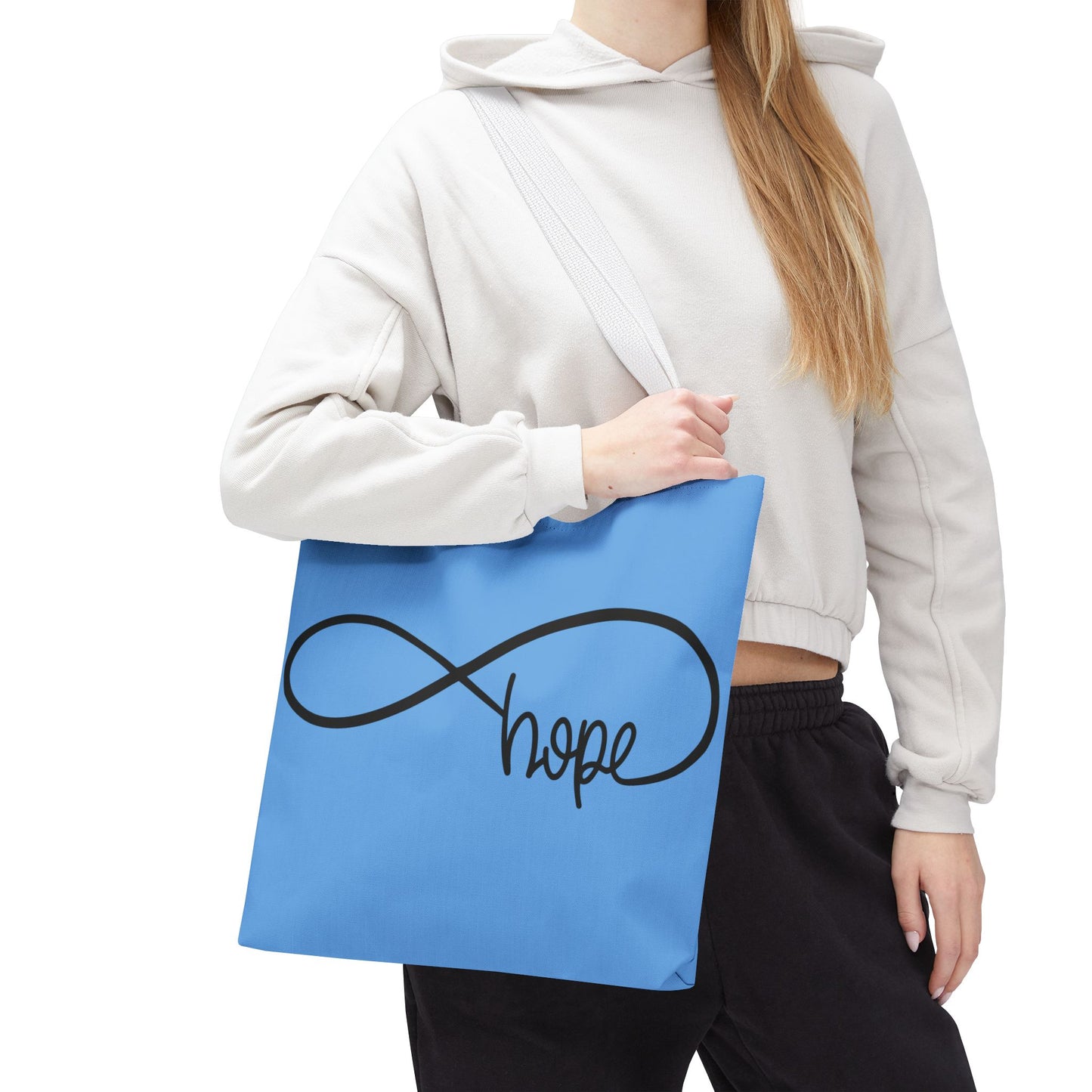 Blue Hope Infinity Tote Bag – Inspirational Double-Sided Print in 3 Sizes