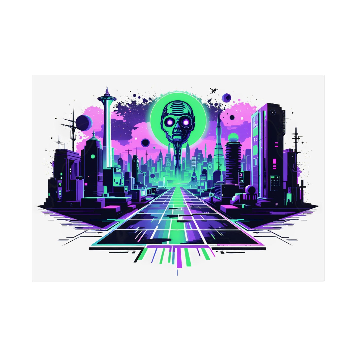 Futuristic Alien City Rolled Poster