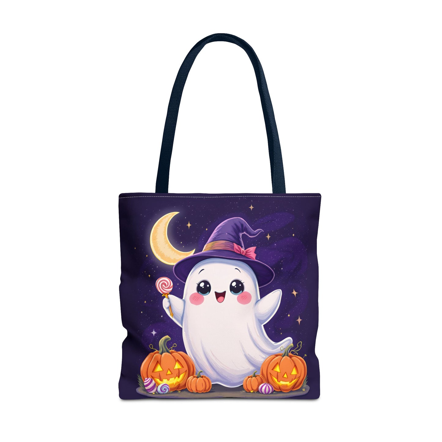 Halloween Ghost Tote Bag, Spooky Season Bag, Cute Pumpkin Bag, Trick or Treat Tote, Whimsical Ghost Shopper